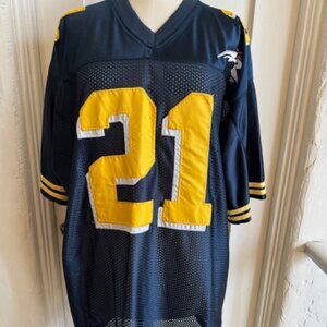 Vintage 90's AIR GEAR Air Athletic Number 21 Navy and Gold Football Jersey XL